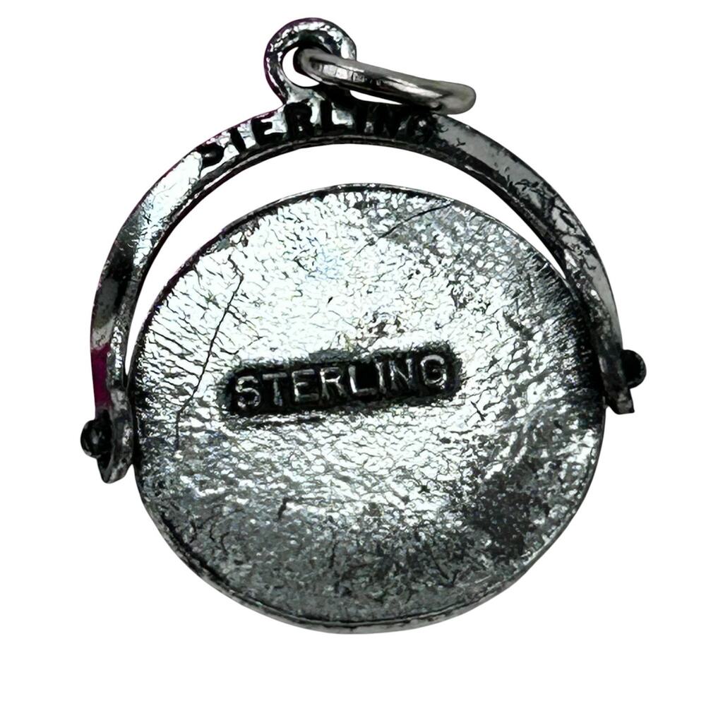 Vintage Sterling Silver INDIANAPOLIS 500 MOTOR SPEEDWAY Enamel Spinner Charm - Picture 2 of 3